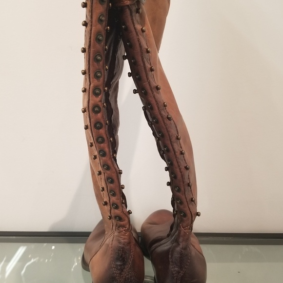 Vince Camuto Leather Knee-High Studded Boots - Picture 2 of 4